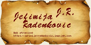 Jefimija Radenković vizit kartica